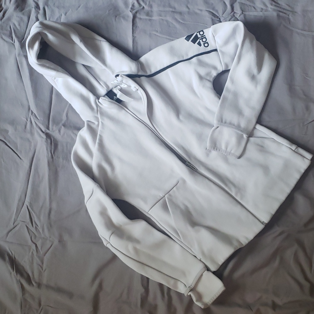 Adidas girls M grey zip up hoodie